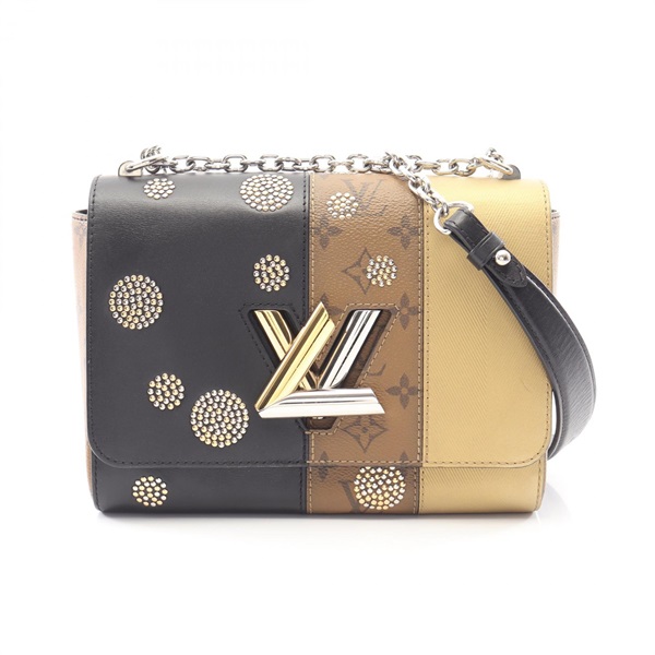 LOUIS VUITTON Twist MM Studs chain Shoulder Bag M54600 Monogram Reverse Gold BK