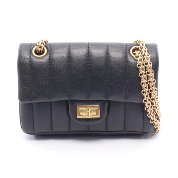 CHANEL 2.55 chain Shoulder hand Bag AS0874 Lambskin leather) Black Used GHW