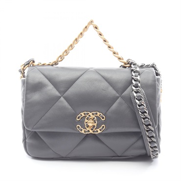 CHANEL 19 dix-neuf Matelasse chain crossbody Shoulder Bag AS1160 Lambskin Gray