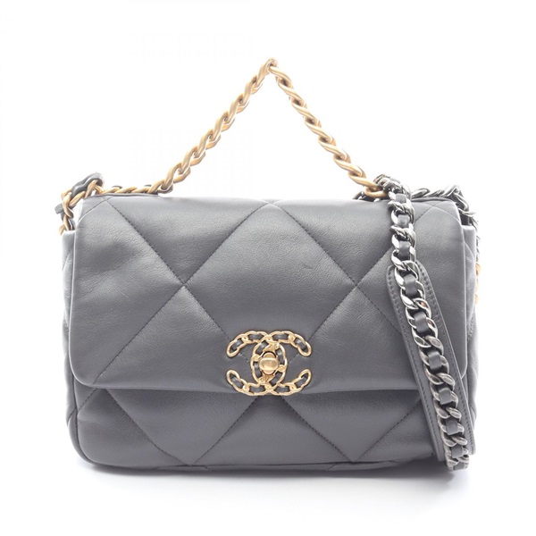 CHANEL 19 dix-neuf Matelasse chain crossbody Shoulder Bag AS1160 Lambskin Gray