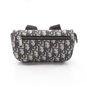 Christian Dior Saddle Pouch Oblique business clutch bag canvas Beige Navy Used
