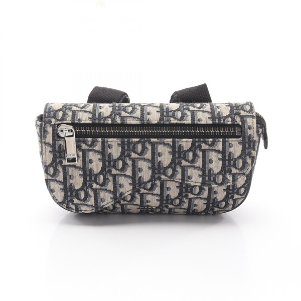 Christian Dior Saddle Pouch Oblique business clutch bag canvas Beige Navy Used