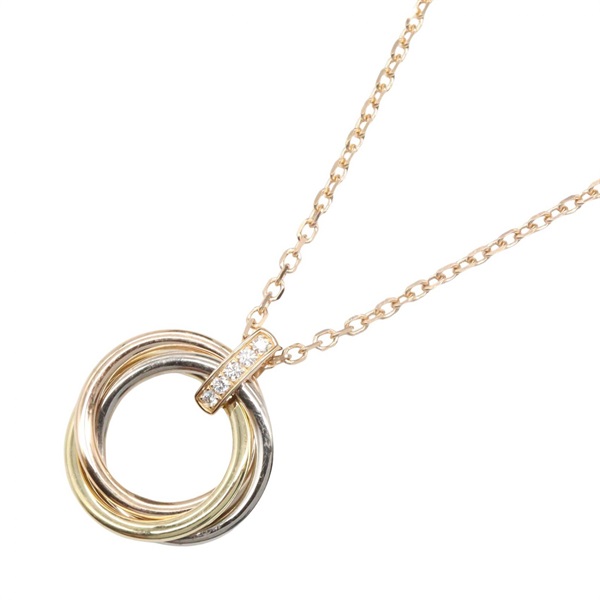 CARTIER Trinity Diamond Medium Necklace 18K Yellow White Rose Gold Used Women