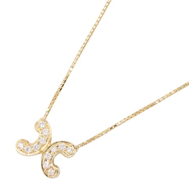 CELINE Macadam Diamond Necklace 18KYG Yellow Gold Used Women 38.5/42㎝