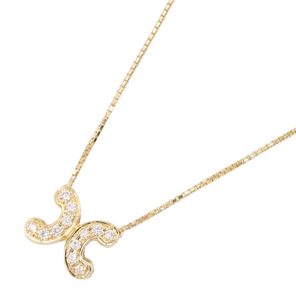 CELINE Macadam Diamond Necklace 18KYG Yellow Gold Used Women 38.5/42㎝