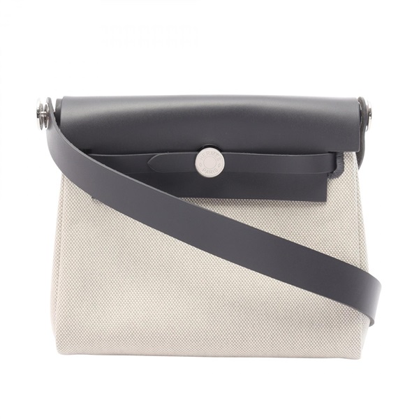 HERMES Herbag Zip Mini Shoulder crossbody Bag K Toile H canvas Hunter Ecru SHW