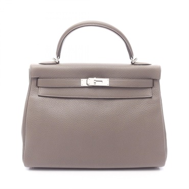 HERMES Kelly 32 Retourne Shoulder Handbag 028488CK Clemence leather Etain Used X