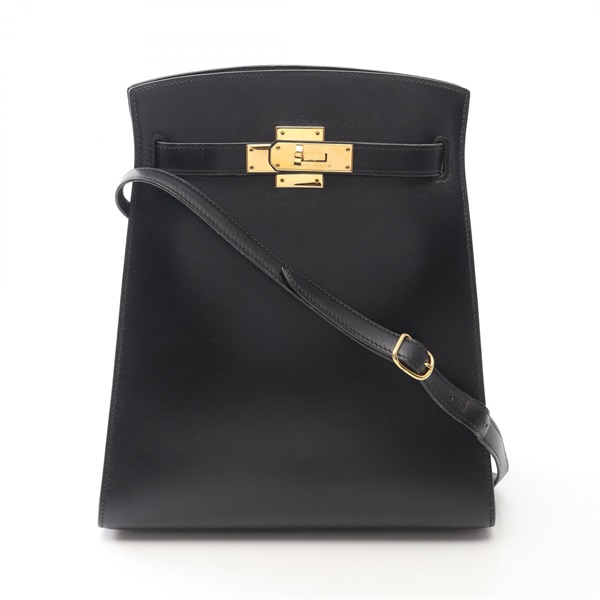 HERMES Kelly Sports MM Shoulder crossbody Bag Y Box calf leather Black Used GHW