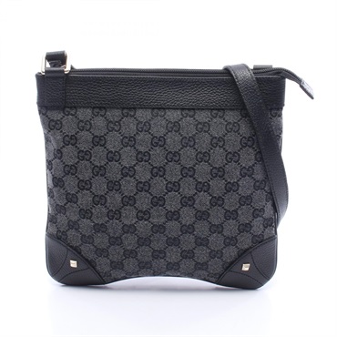GUCCI GG canvas Crossbody Shoulder Bag 272396 leather Black Used unisex