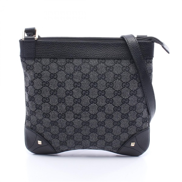 GUCCI GG canvas Crossbody Shoulder Bag 272396 leather Black Used unisex