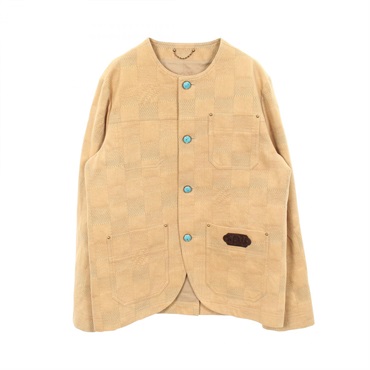 LOUIS VUITTON Damier check Jacket Blouson RM242M cotton Beige Used mens #50