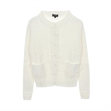 CHANEL COCO Mark Button cardigan P58468K07660 cotton Cupra White Used Women #38