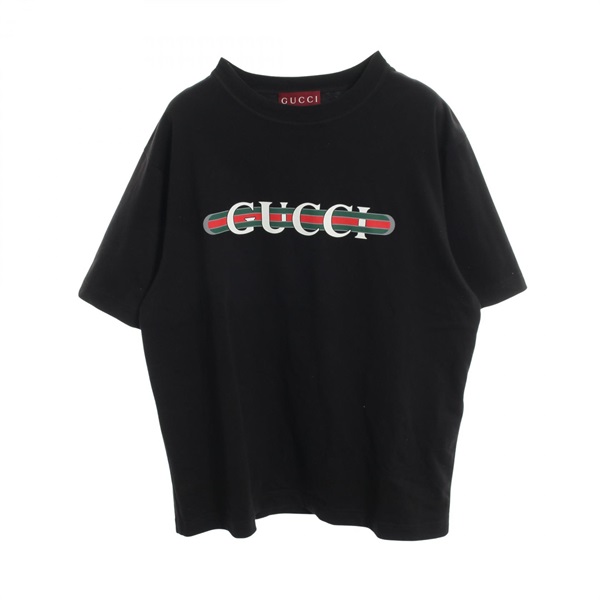 GUCCI Cotton jersey Logo print T-shirt 784361 cotton Black Used mens size S