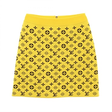 LOUIS VUITTON Monogram Knit Mini Skirt #S RW202W XZS FJKZ03 wool cotton Yellow