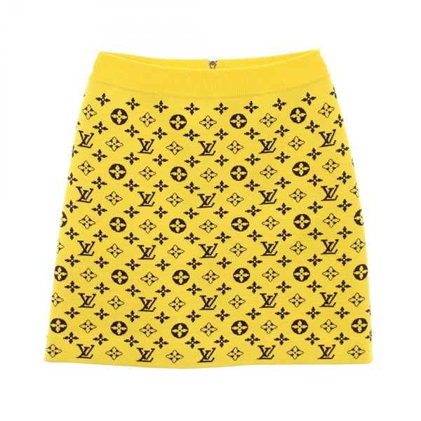 LOUIS VUITTON Monogram Knit Mini Skirt #S RW202W XZS FJKZ03 wool cotton Yellow