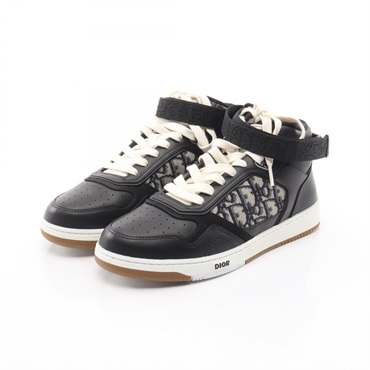 Christian Dior B27 Oblique sneakers shoes #40 leather canvas Black Navy Beige