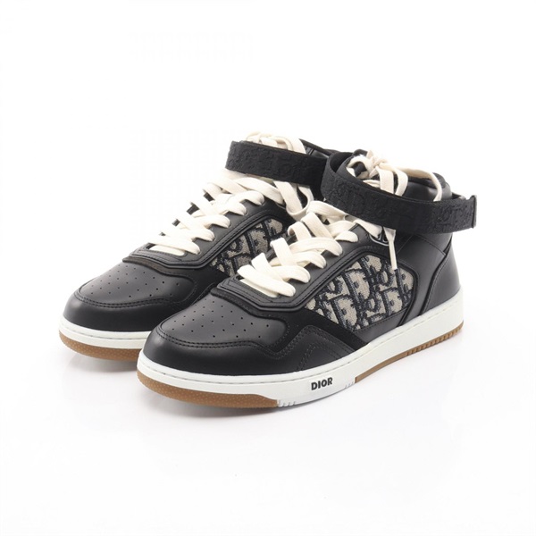 Christian Dior B27 Oblique sneakers shoes #40 leather canvas Black Navy Beige