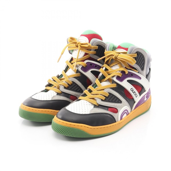 GUCCI Basket Interlocking G sneakers #38 high-cut shoes 661303 2SH90 leather