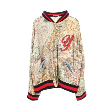 GUCCI DIY Map Pattern Custom Made Blouson Jacket #58 silk Multicolor Used mens