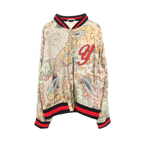 GUCCI DIY Map Pattern Custom Made Blouson Jacket #58 silk Multicolor Used mens
