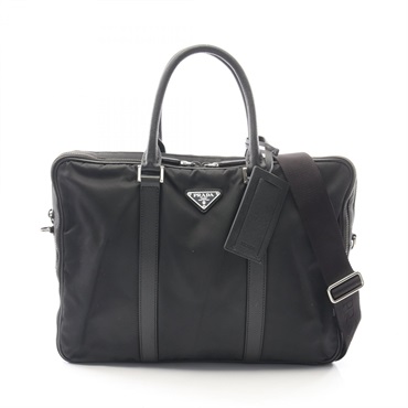PRADA Triangle logo Shoulder Crossbody Business Bag Nylon Saffiano leather Used