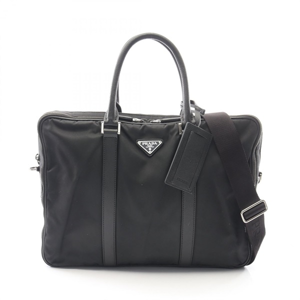 PRADA Triangle logo Shoulder Crossbody Business Bag Nylon Saffiano leather Used