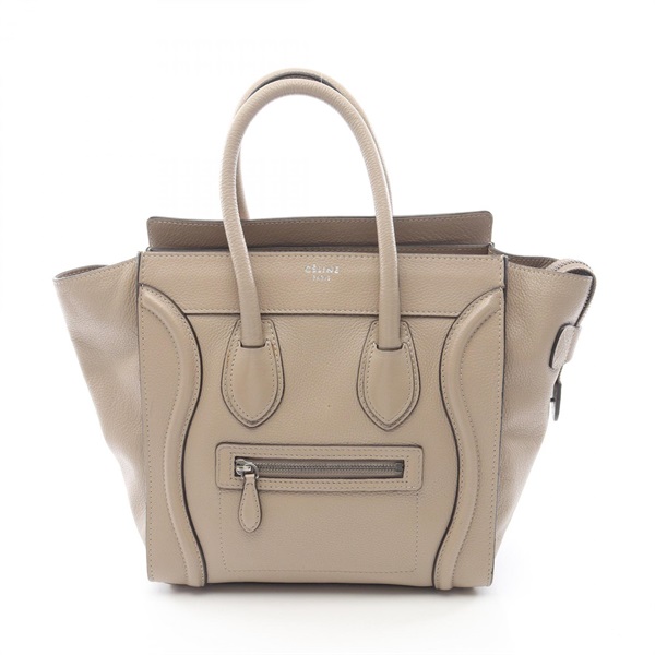 CELINE Luggage Micro Shopper Tote Handbag leather Beige Used Women
