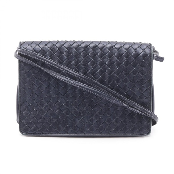 BOTTEGA VENETA Intrecciato Shoulder hand Bag leather Navy Used Women