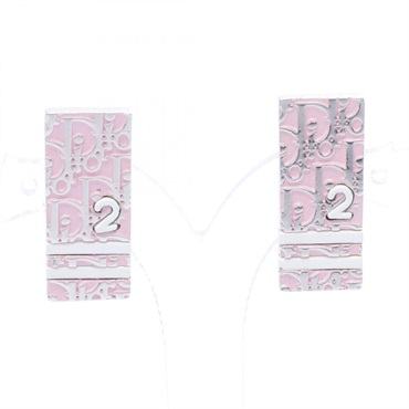 Christian Dior Trotter No.2 Earrings Stainless Steel Pink White Used Women
