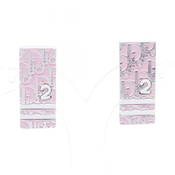 Christian Dior Trotter No.2 Earrings Stainless Steel Pink White Used Women
