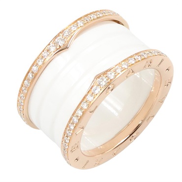 BVLGARI B-zero1 4-band Ring 18KPG Pink Rose Gold ceramic Diamond Used Women #52