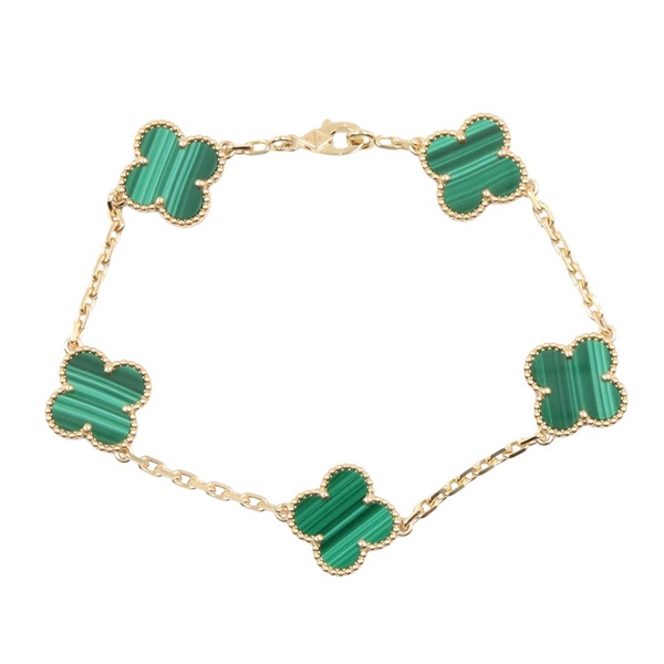VAN CLEEF & ARPELS Vintage Alhambra 5P Malachite Bracelet VCARL80900 18KYG Women