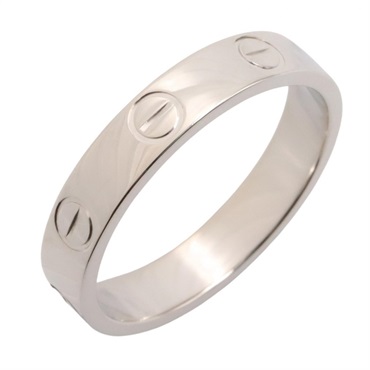 CARTIER Mini Love Ring 18KWG White Gold Used women US size 5.5 #51