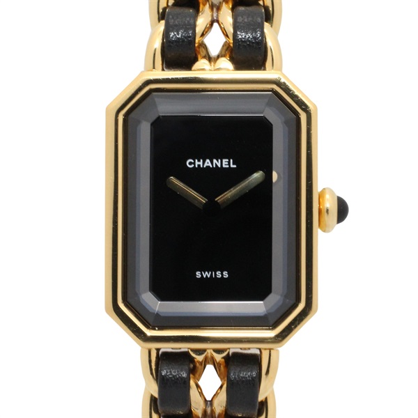 CHANEL Premiere L Wrist Watch H0001 Quartz Gold Plated leather Used Women CC