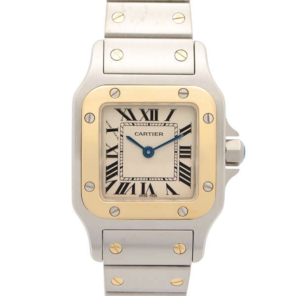 CARTIER Santosgalbe SM Wrist Watch W20012C4 Quartz 18KYG Gold SS Used Women
