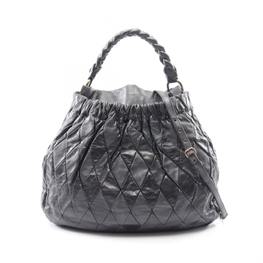Miu Miu VIT.PATCH 2WAY Shoulder Handbag leather Gray Used Women