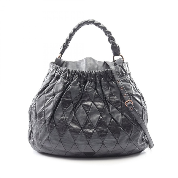Miu Miu VIT.PATCH 2WAY Shoulder Handbag leather Gray Used Women