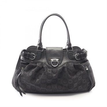 Salvatore Ferragamo Gancini Shoulder Tote Bag 21 6327 canvas leather Black Used