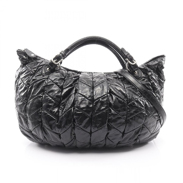 Miu Miu Quilting 2WAY Crossbody Shoulder Handbag Patent leather Black Used Women