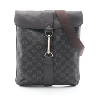 LOEWE Anagram Crossbody Shoulder Bag canvas leather Brown Used unisex