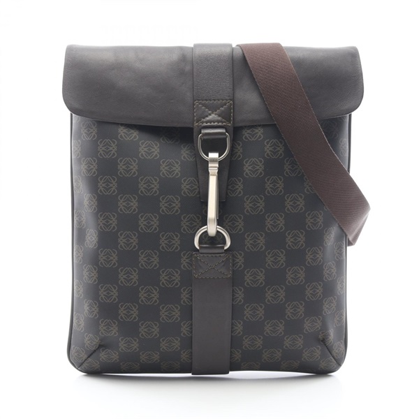 LOEWE Anagram Crossbody Shoulder Bag canvas leather Brown Used unisex