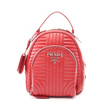 PRADA Diagram Rucksack Backpack 1BZ030 leather Red Used Women
