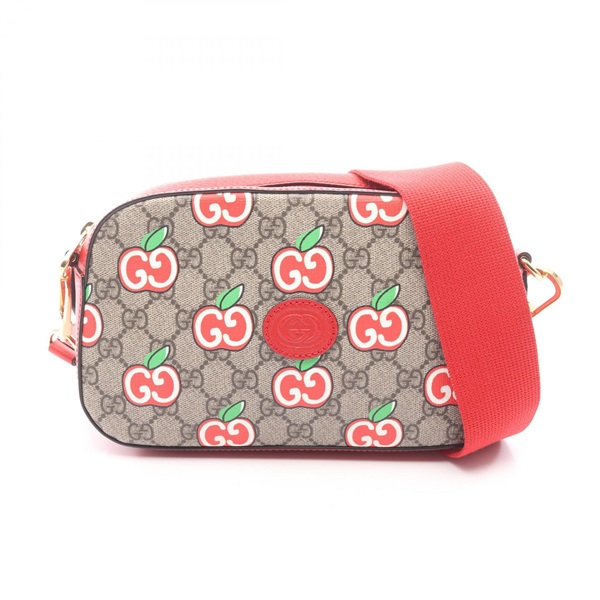 GUCCI GG Supreme Shoulder Bag 574886 canvas leather Beige Red Multicolor Used