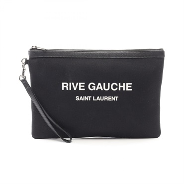 SAINT LAURENT PARIS RIVE GAUCHE business clutch bag 581369 canvas leather Black