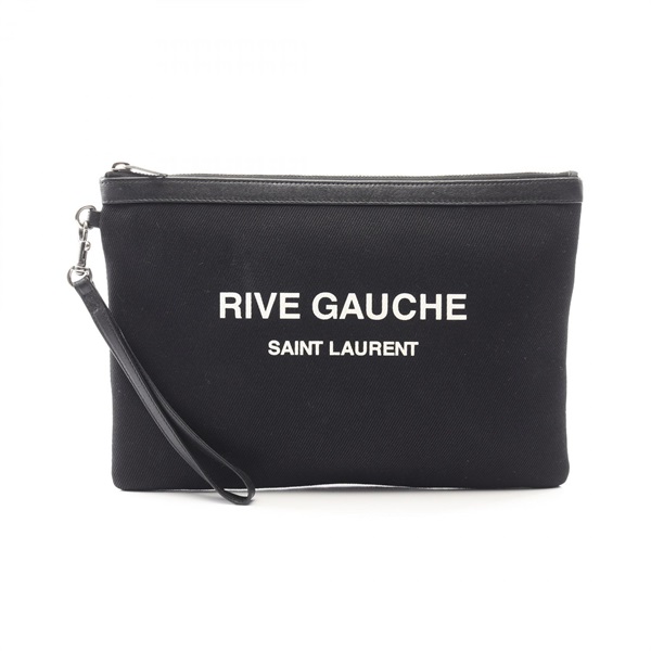 SAINT LAURENT PARIS RIVE GAUCHE business clutch bag 581369 canvas leather Black