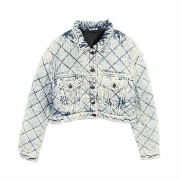 Miu Miu Quilting Denim Jacket Blouson Coat #38 cotton Blue Used Women