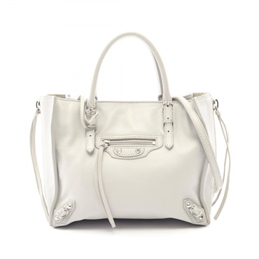 BALENCIAGA The Paper Mini Shoulder Tote Handbag 305572 leather Gray Used Women