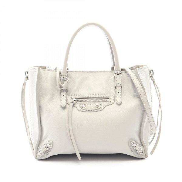 BALENCIAGA The Paper Mini Shoulder Tote Handbag 305572 leather Gray Used Women