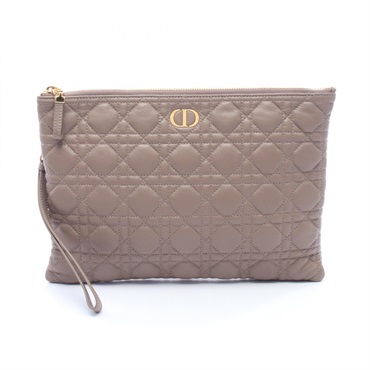 Dior CARO Daily Pouch Medium Clutch bag S5086UWHC-M41G leather Beige Used Women
