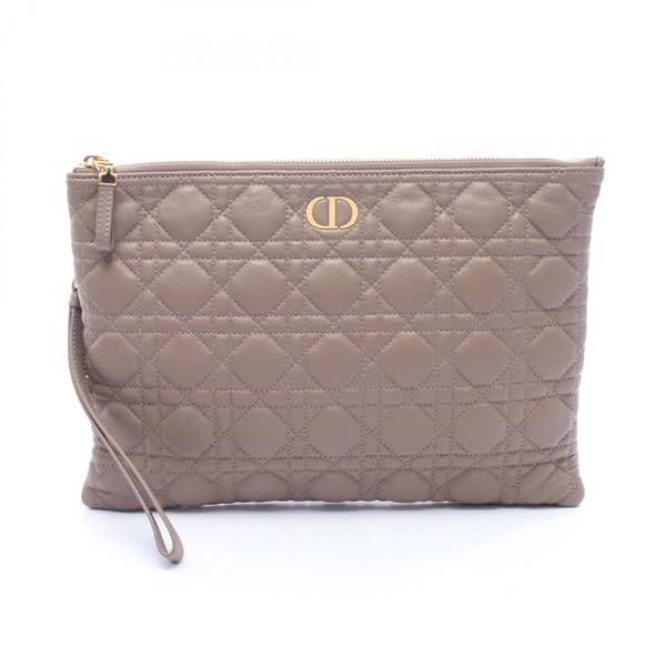 Dior CARO Daily Pouch Medium Clutch bag S5086UWHC-M41G leather Beige Used Women